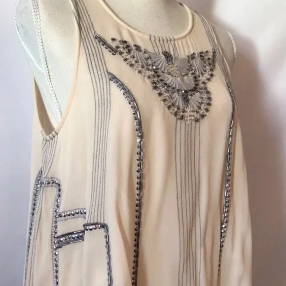 Anthropologie Velvet beaded Art Deco Tank Top - Picture 8 of 10